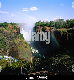geography / travel, Zimbabwe, landscapes, Victoria Falls, near Livingstone, Main Fall, rainbow, Additional-Rights-Clearance-Info-Not-Available Stock Photo
