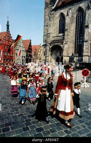 geography / travel, Germany, Bavaria, tradition / folklore, 'Kinderzeche', Dinkelsbühl, procession of the children, , Additional-Rights-Clearance-Info-Not-Available Stock Photo