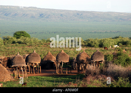 geography / travel, South Sudan, landscapes, Toposa village, near Nyanyagachor, huts, Additional-Rights-Clearance-Info-Not-Available Stock Photo