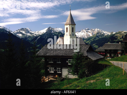 geography / travel, Austria, Vorarlberg, Innerberg, village view, Three, Drusenfluh, Additional-Rights-Clearance-Info-Not-Available Stock Photo