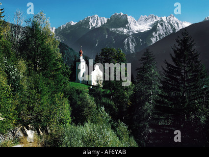 geography / travel, Austria, Tyrol, Prägraten am Grossvenediger, view towards the village, church, Virgen Valley, Maurerberge, Additional-Rights-Clearance-Info-Not-Available Stock Photo