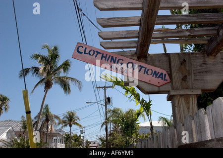 Clothing Optional sign Key West Stock Photo