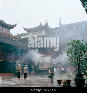 Great World Cities. The Buddhist City God Temple in the city of Shanghai in China in East Asia. Culture Religion Travel Stock Photo