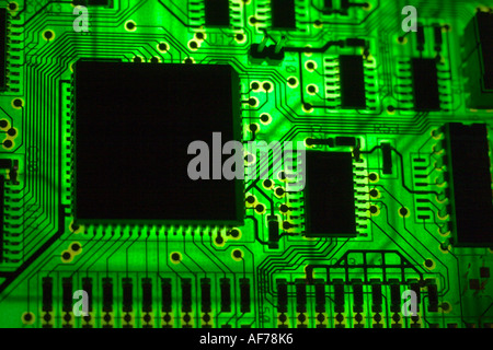 electronic circuit board with many ICs Stock Photo