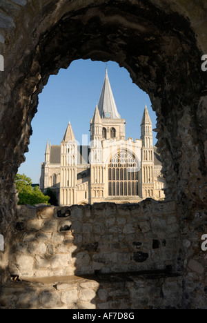 Rochester Cathedral viewed from Rocester Castle Stock Photo