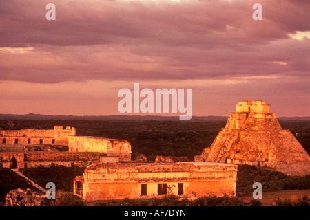 storm over the Mayan Indian ruins of Uxmal Yucatan Peninsula Mexico Stock Photo