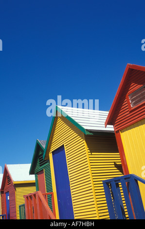 Coloured changing cubicles at the beach of St James Cape Town South Africa Stock Photo