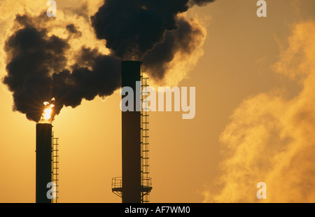 global warming pollution belching smokestacks Avonmouth Bristol England UK Stock Photo