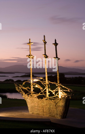 National Famine Memorial, Dusk over Clew Bay, Murrisk, County Mayo, Ireland Stock Photo
