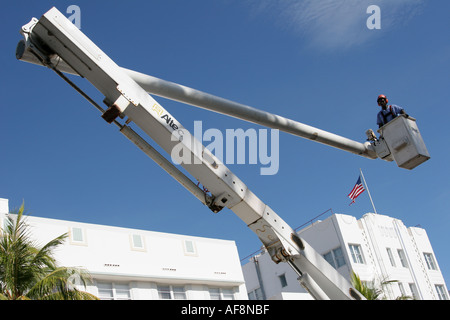 Miami Beach Florida,South Beach,Ocean Drive,Black Blacks African Africans ethnic minority,adult adults man men male,city worker,workers,working,work,s Stock Photo