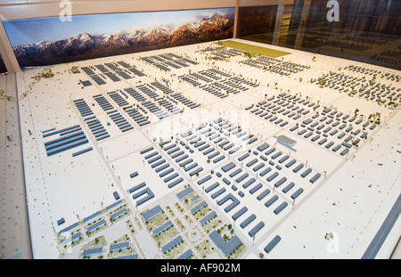 California Sierra Nevada Owens Valley Manzanar World War II Japanese relocation camp museum interior camp model Stock Photo