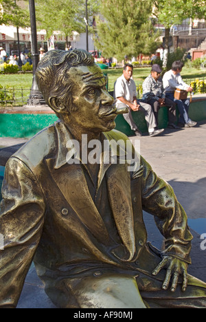 Mexico Ciudad Juarez bronze statue of German Valdez Tin Tan a well known Mexican actor singer comedian Stock Photo
