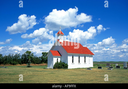 The Little church on the prairie a historic pioneer church near Moose Jaw Saskatchewan, Saskatchewan, Canada. Stock Photo