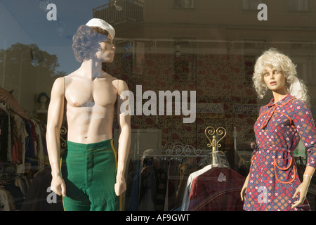 Window in used clothing in Stockholm Sweden No Release Stock Photo