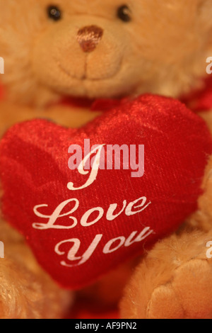 A Stock Photograph of a Teddy Bear Saying I Love You Stock Photo