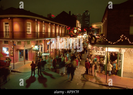 Louisiana Cajun Country,New Orleans,French Quarter,Vieux Carre,attractions,historic preservation,Bourbon Street Preservation Hall on right jazz LA007, Stock Photo