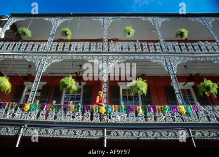 Louisiana Cajun Country,New Orleans,French Quarter,Vieux Carre,attractions,historic preservation,Royal and St. Peter Street LeMonnier house houses hom Stock Photo