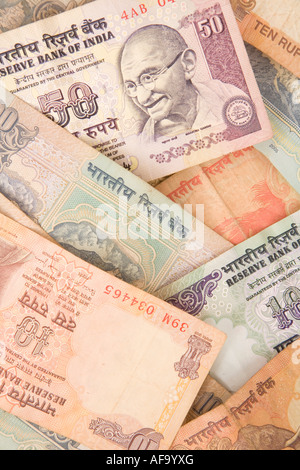 Indian rupee notes spread in a pattern Stock Photo