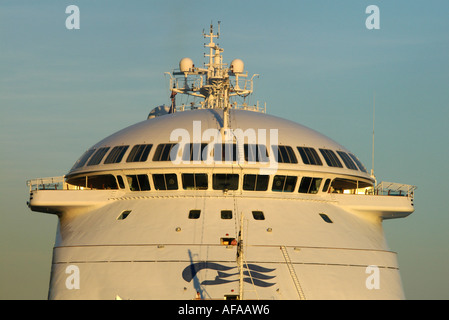 Regal Princess cruise ship docked at the port of Juneau, Alaska, detail of bridge Stock Photo