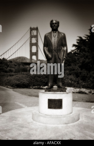 Monument to Joseph B. Strauss. The Golden Gate Bridge. San Francisco Bay. California. USA Stock Photo