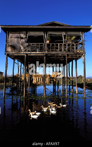 Inle Lake stilted house Stock Photo