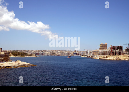 MARSAMXETT HARBOUR AND SLIEMA CREEK FROM VALLETTA. MALTA EUROPE Stock Photo