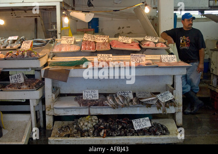 Fresh Seafood on the Wharf Ensenada Mexico Stock Photo