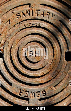 City utility Sewer Lid 2 Stock Photo