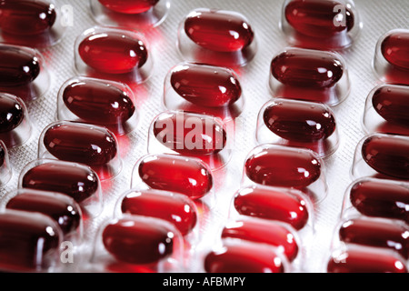 Pill capsules in blister pack, close-up Stock Photo