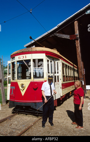 Maine,ME,New England,Down East,Kennebunkport Seashore Trolley Museum,history,exhibit exhibition collection,display sale education,learn,information,bu Stock Photo