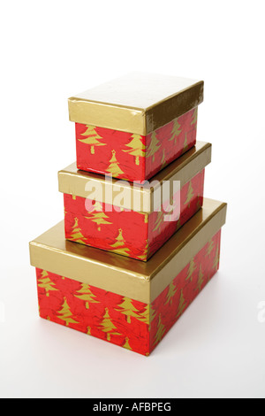 Christmas gift boxes with separate lid Stock Photo