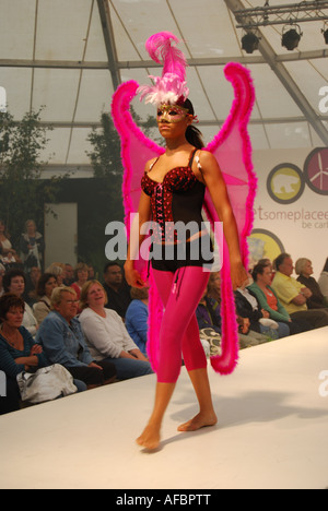 Hampton Court Flower Show, Fashion Show, female model on catwalk Stock Photo