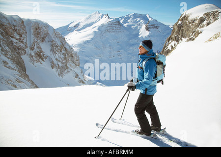 Austria, Vorarlberg, Madloch, female skier Stock Photo