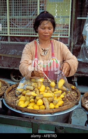 Chiang Mai woman seller in Market meat stall Thailand Stock Photo - Alamy