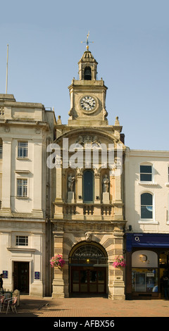 Entrance to the Market Hall with netting for pigeon protection Hereford England UK Stock Photo