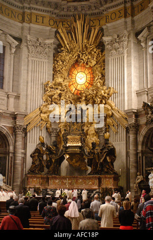 A mass held in St Peters Basilica at the High Altar and the Triumph of the Chair of St Peter Stock Photo