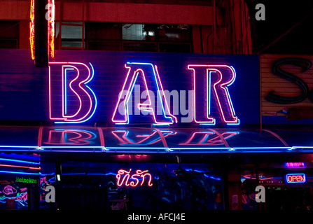 Bar sign above a Soi Cowboy gogo bar, Asoke, Bangkok, Thailand Stock Photo