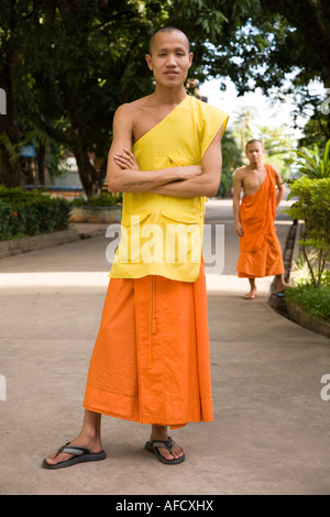 Monks at Wat In Paeng, Vientiane, Laos Stock Photo