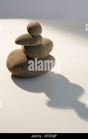 Stack of balanced stones in Zen like setting Stock Photo