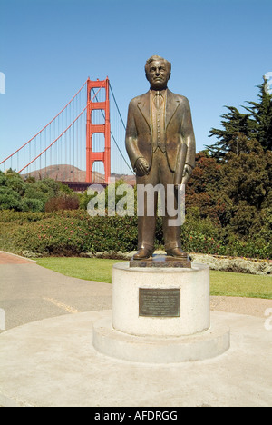 Monument to Joseph B. Strauss. The Golden Gate Bridge. San Francisco Bay. California. USA Stock Photo