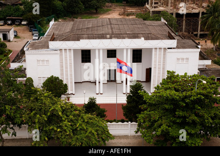 Prime Ministers Office Compound, Ban Nahai Diou, Muang Chanthaburi, from the Patuxai monument. Vientiane, Laos. Stock Photo
