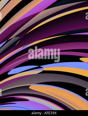 Abstract fractal depicting slabs of color in warm royal tones Stock Photo