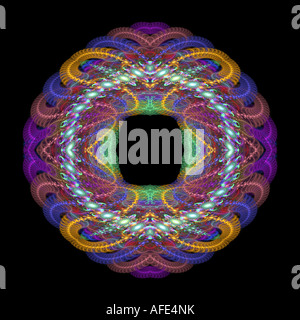 Abstract flame fractal image resembling a slinky mesh basket with pearl decorations Stock Photo