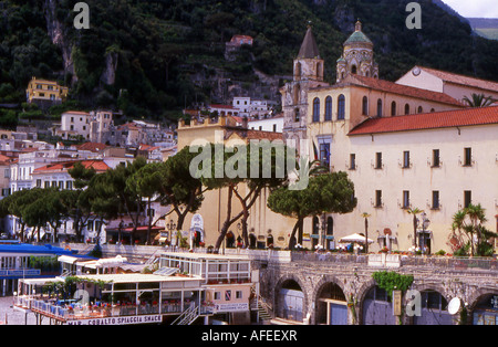 View of Amalfi -  a town and comune in the province of Salerno, in the region of Campania, Italy, on the Gulf of Salerno. Stock Photo