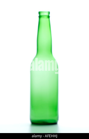 Green Beer Bottle on a White Background Soft Focus Stock Photo