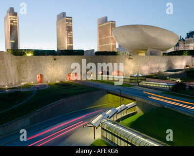 Nelson A Rockefeller Empire State Plaza Albany New York including The Egg at dusk Stock Photo