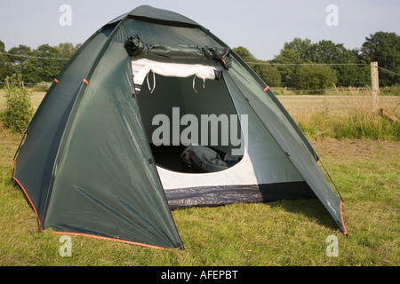 Tent pitched in a campsite in the New Forest, England. Stock Photo