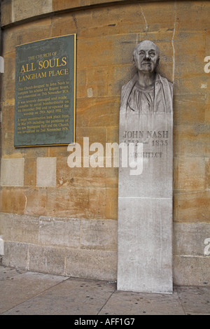 Church of All Souls Langham Place Regent Street London bust of John Nash Stock Photo