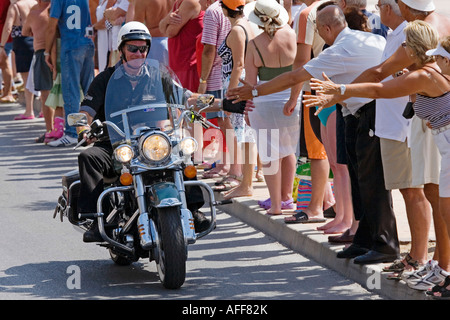 motorists in a harley davidson concentration Stock Photo