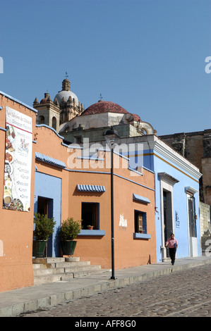 Pedestrian street in Oaxaca city center Mexico Stock Photo